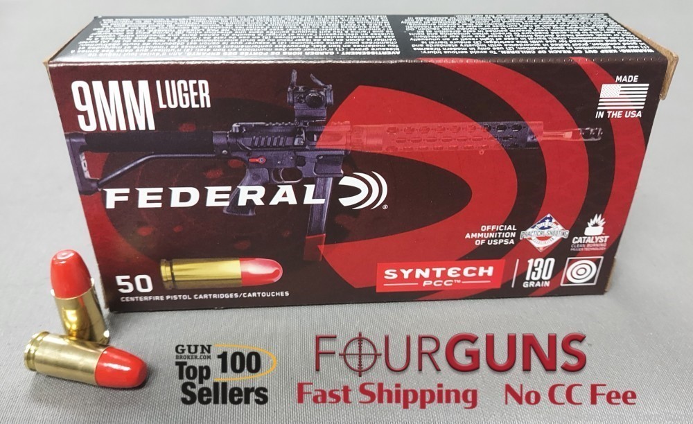 Federal Syntech 9mm Luger Handgun Ammo 130gr 50 Rounds 604544642896-img-0