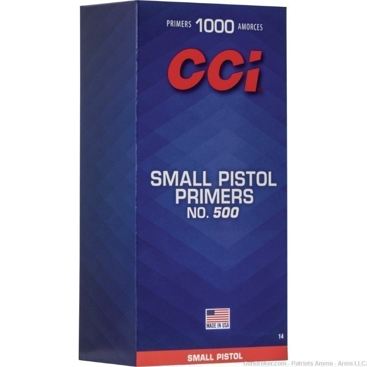 CCI No. 500 SMALL PISTOL PRIMERS 1000 COUNT NIB-img-0
