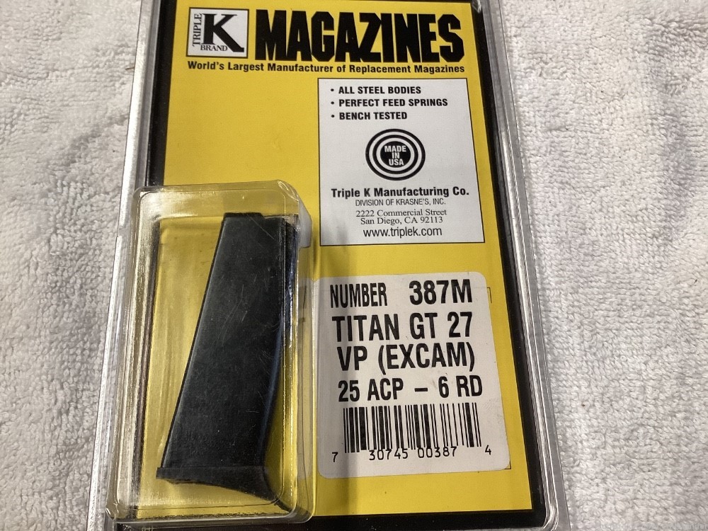 Titan GT 27 VP Excam 25 acp Magazine new in pkg-img-1
