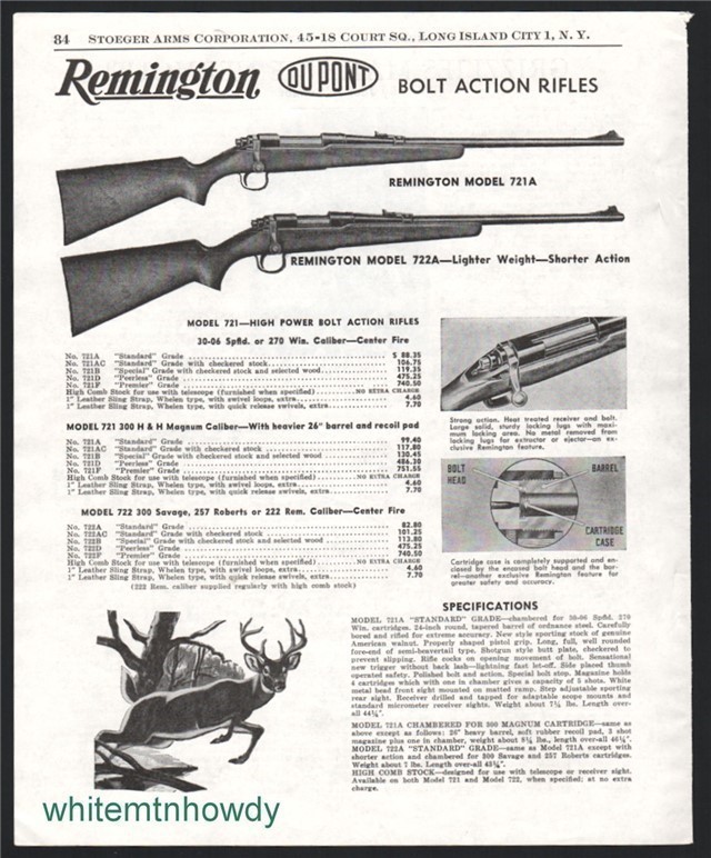 1954 REMINGTON 721A, 722A Bolt Action Rifle AD-img-0