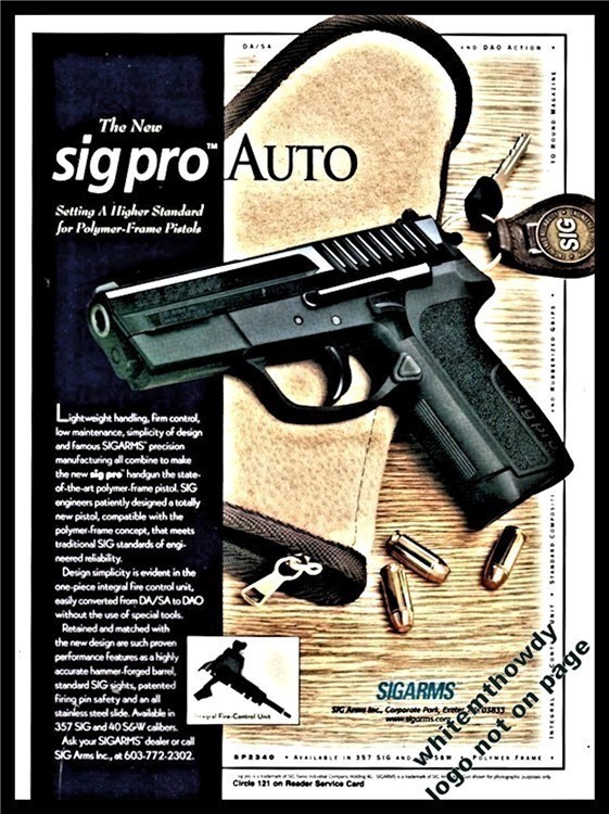 1998 SIG ARMS Pro Auto Pistol PRINT AD Original Gun ADVERTISEMENT-img-0