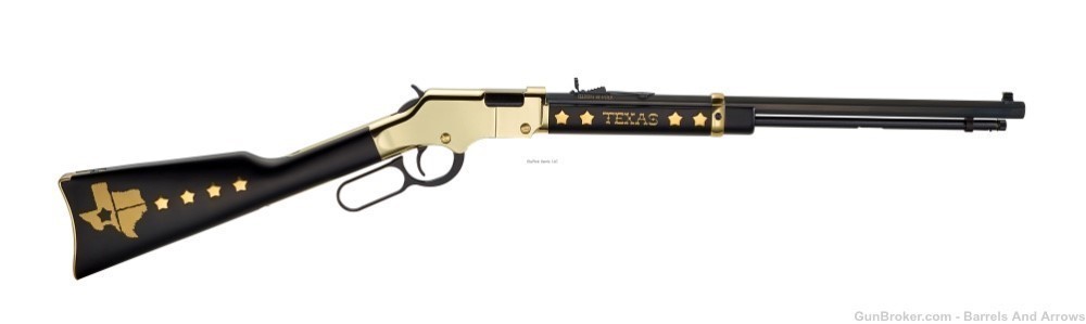 Henry H004TX Golden Boy Lever Rifle, 22 LR, 20" Octagon BBL, Texas Tribute-img-0