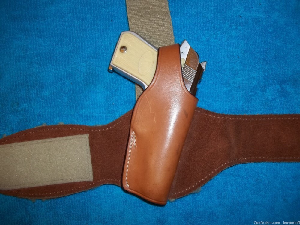 Bianchi Right Hand Leather Ankle Holster with Calf Strap Walther PPK PPK/S-img-0
