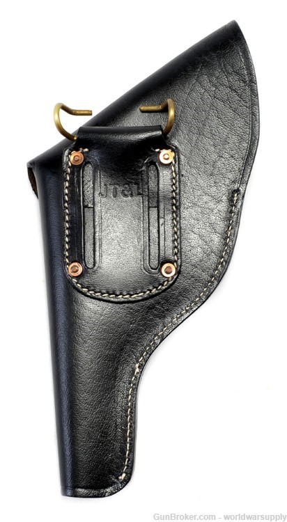 US Smith & Wesson Victory Model Revolver Holster Full Flap in Black Leather-img-1