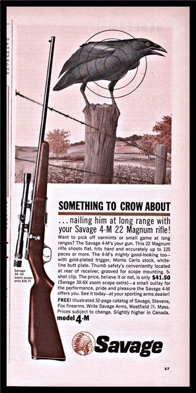 1963 SAVAGE Model 4-M .22 magnum Rifle PRINT AD-img-0
