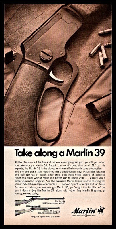 1968 MARLIN 39 Lever Action Rifle Print AD-img-0