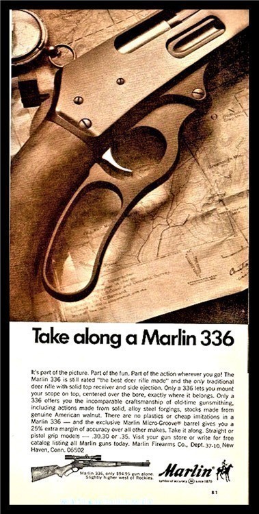 1968 MARLIN 336 Lever Action Rifle PRINT AD-img-0