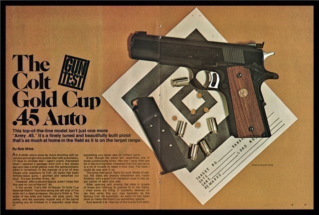 1975 COLT Gold Cup .45 Pistol Gun Test 6pg Article-img-0