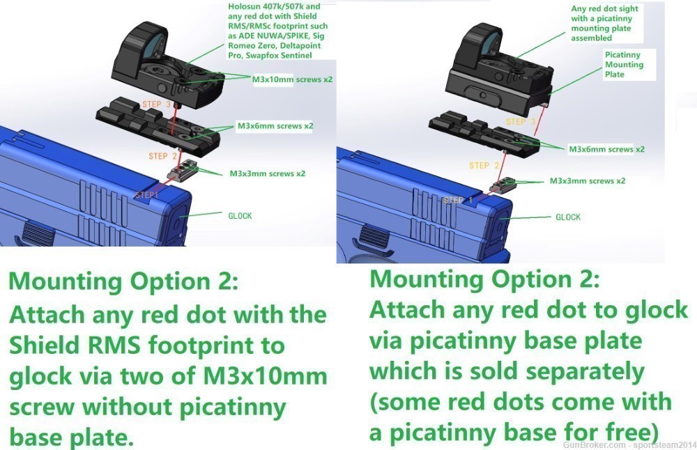 PD1 Red Dot Plate Picatinny Rail Mount for Canik TP9SA,TP9SF, TP9 SA SF  -img-4