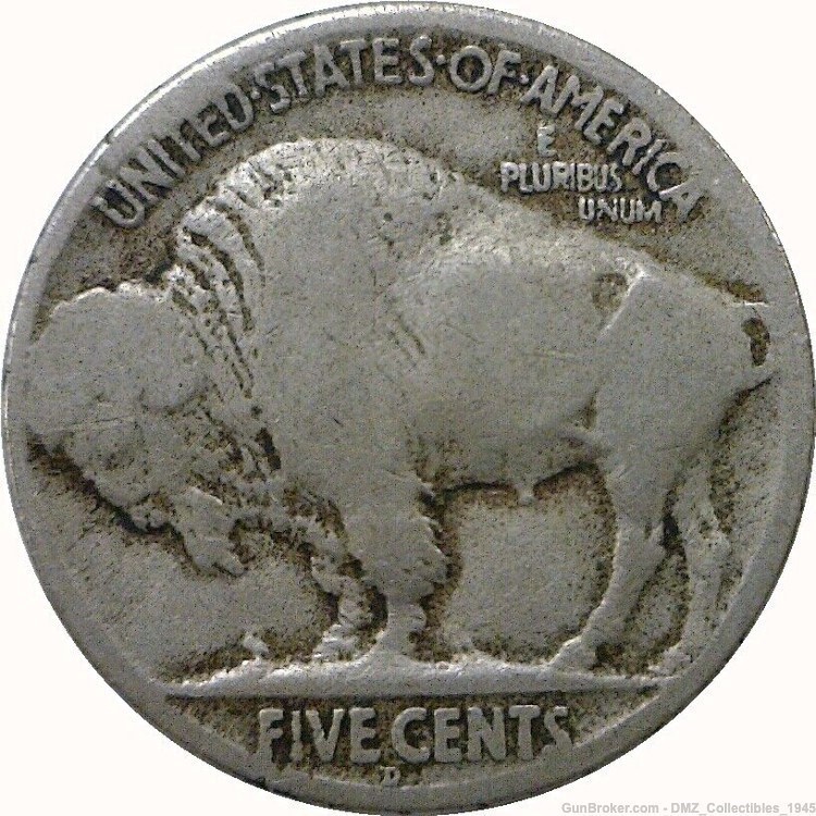 WW1 WWI 1917 5 Cent Buffalo Nickel Coin-img-1