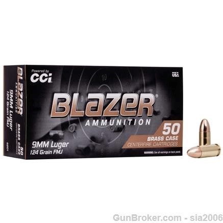 CCI Blazer Brass - 9mm 124GR FMJ 50/Box-img-0