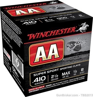 Winchester AA Super Sport Sporting Clay 410  2.50" 1/2 oz 250 round case-img-0