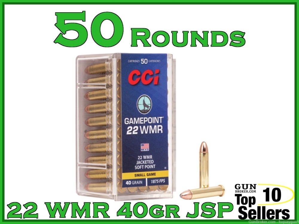 CCI GamePoint 22 Magnum 40 GR Jacketed Soft Point Ammo 22 50CT-img-0