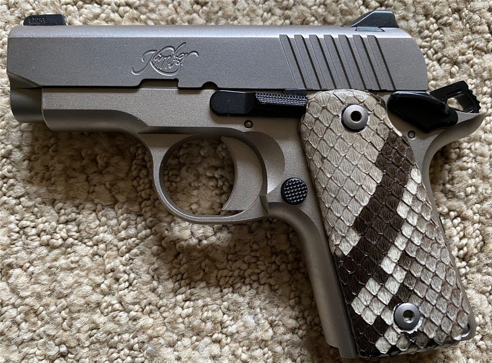 Genuine Python Skin Grips for Kimber Micro .380 pistol GRIPS ONLY-img-0