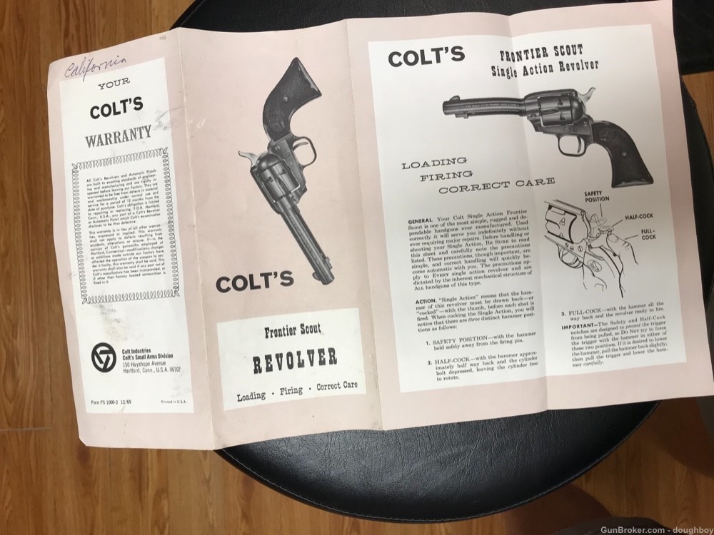 Colt Frontier Scout Instructions Manual 1969-img-1
