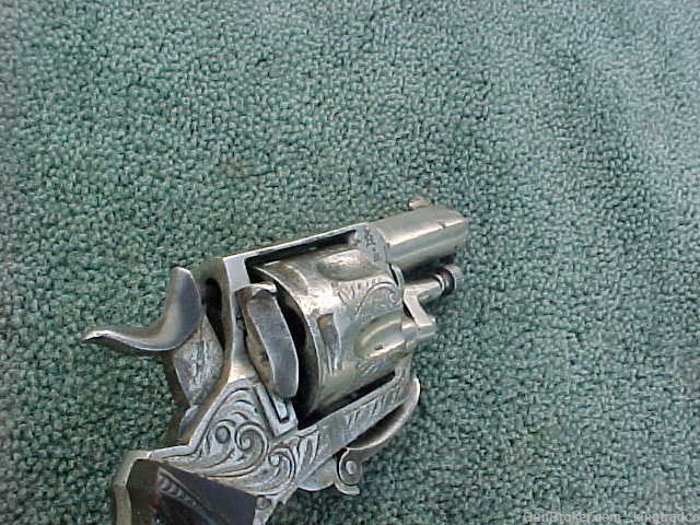 Baby BELGIAN LEFAUCHEUX 7 MM Engraved Nickel Antique Revolver Pistol-img-2