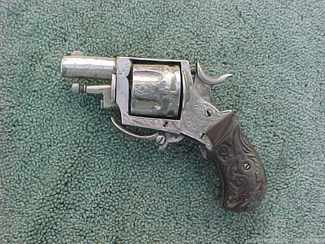 Baby BELGIAN LEFAUCHEUX 7 MM Engraved Nickel Antique Revolver Pistol-img-0