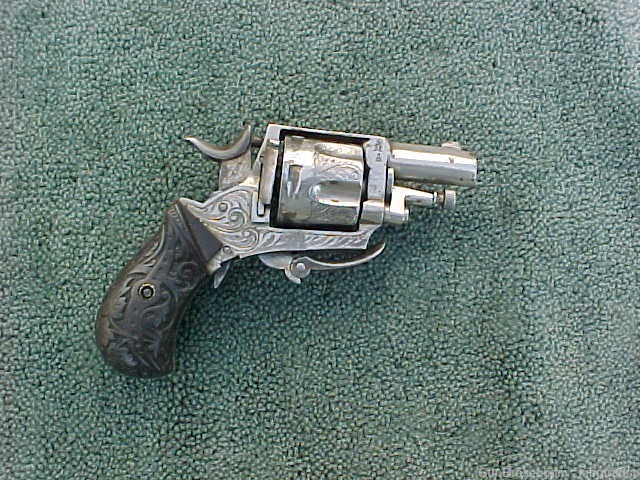 Baby BELGIAN LEFAUCHEUX 7 MM Engraved Nickel Antique Revolver Pistol-img-1