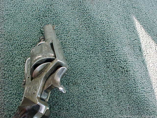 Baby BELGIAN LEFAUCHEUX 7 MM Engraved Nickel Antique Revolver Pistol-img-3