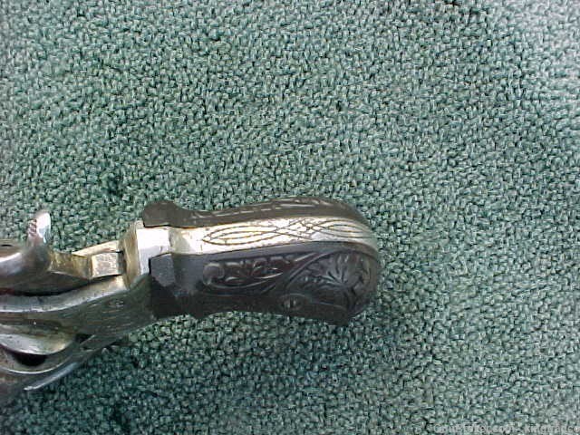 Baby BELGIAN LEFAUCHEUX 7 MM Engraved Nickel Antique Revolver Pistol-img-9