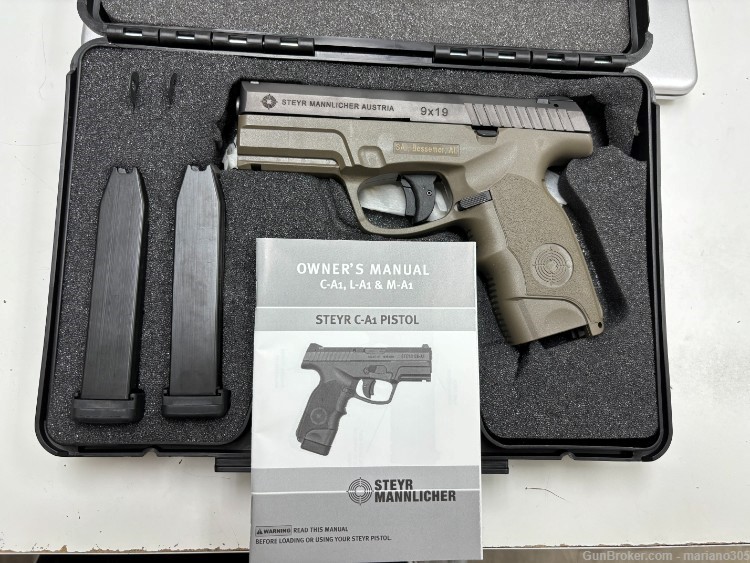 Steyr 39.725.2K M9-A1 Double 9mm 4? 17+1 Green Polymer Grip.-img-2