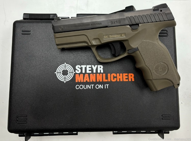 Steyr 39.725.2K M9-A1 Double 9mm 4? 17+1 Green Polymer Grip.-img-1
