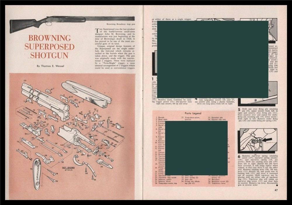1961 BROWNING Superposed Shotgun Schematic..Parts ListAssembly Article-img-0