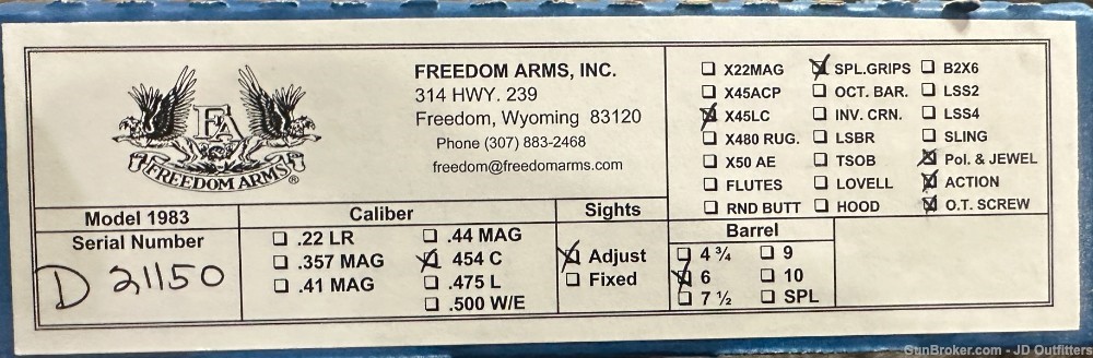 FREE SAFARI, NEW FREEDOM ARMS MODEL 83 PREMIER GRADE 454 CASULL & 45 COLT-img-24