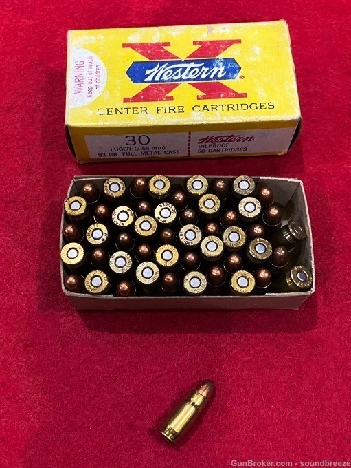 Vintage 1969 Full Box of Winchester Western .30 Luger Ammunition -img-0