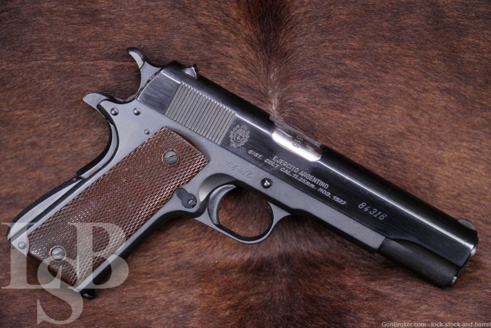 Argentine DGFM Sistema Colt Model 1927 .45 ACP 5" Semi Auto Pistol 1954 C&R-img-0