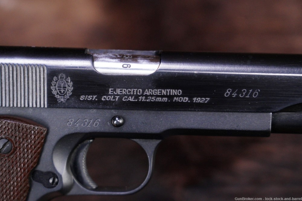 Argentine DGFM Sistema Colt Model 1927 .45 ACP 5" Semi Auto Pistol 1954 C&R-img-9