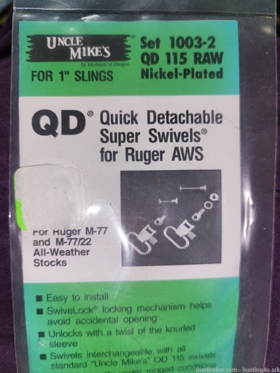 Uncle Mike's Set 1003-2 QD115 RAW NICKEL PLATED Super Swivels -img-0