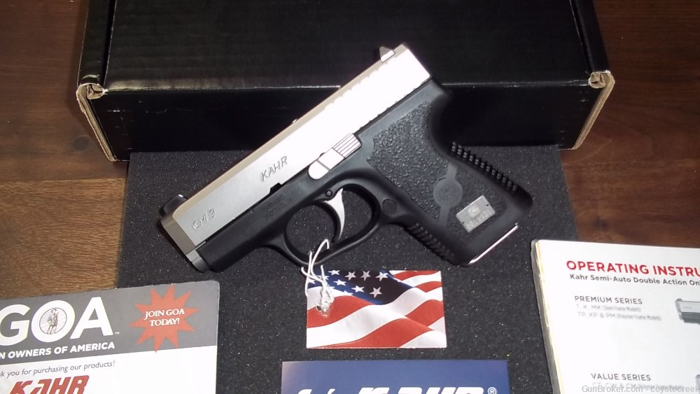 Kahr CM9 Pistol 9mm 3.1 in. Two Tone Black and Stainless -img-1