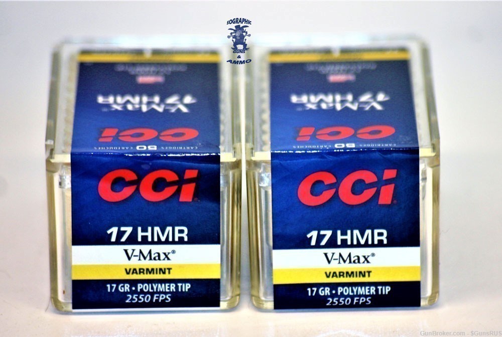 17 HMR .17Grain V-MAX 17hmr .17 cal VARMINT CCI  VMax FAST 2550 FPS 100 -img-1