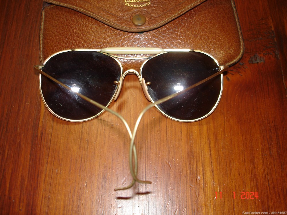 WWII 1940's American Optical Calobar Aviation sunglasses w/case-img-1
