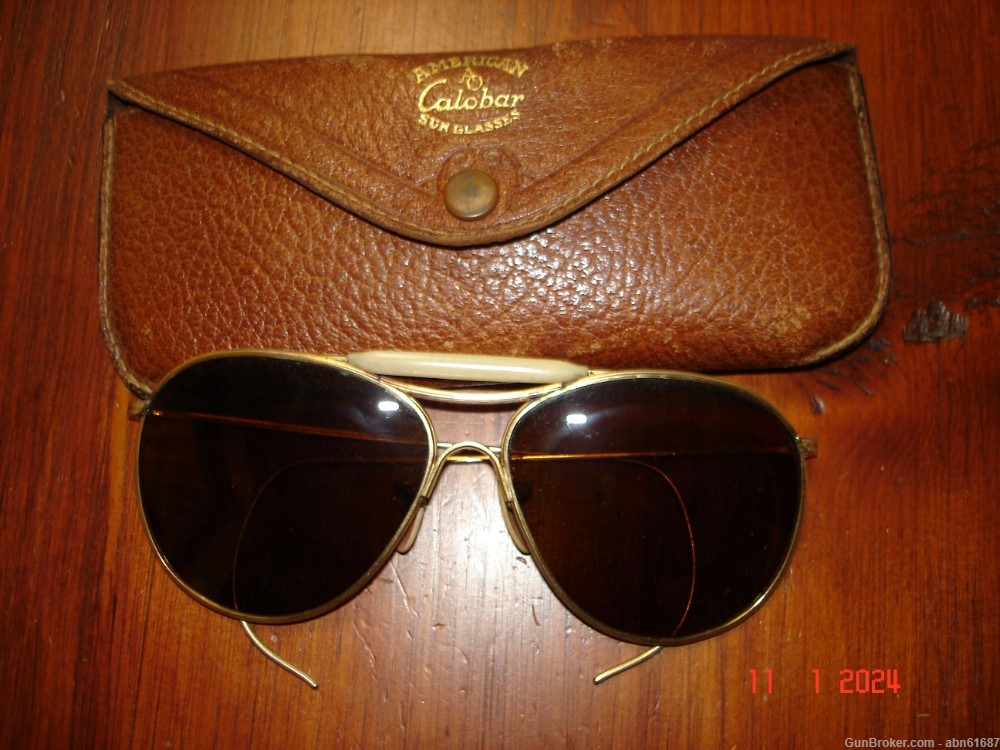 WWII 1940's American Optical Calobar Aviation sunglasses w/case-img-0