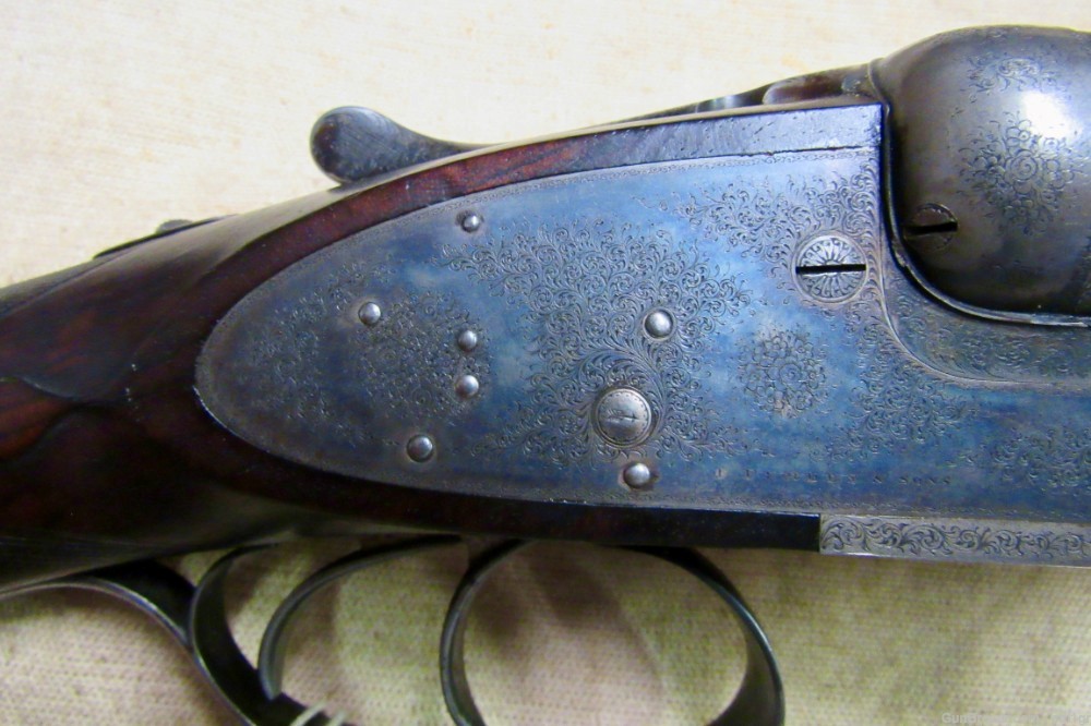 Super Antique English Purdey 12 Gauge Double Barrel Hammerless Shotgun 1886-img-4
