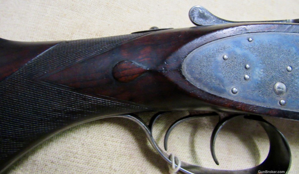Super Antique English Purdey 12 Gauge Double Barrel Hammerless Shotgun 1886-img-2