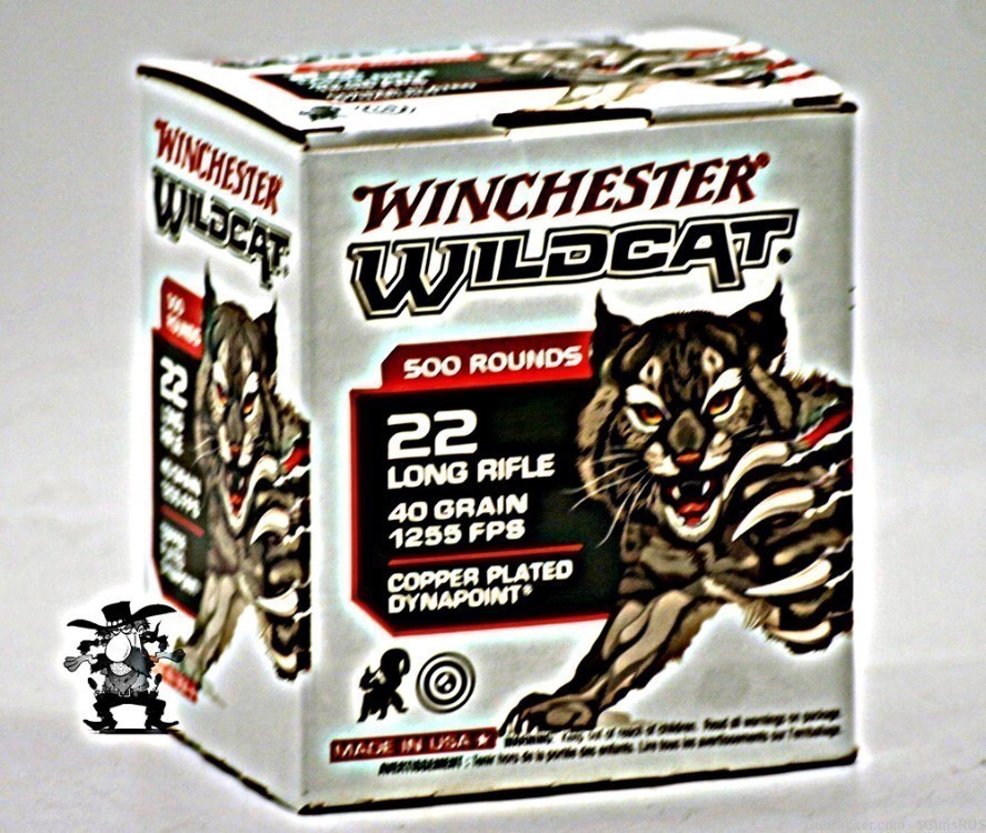 Winchester Wild Cat 22 LR 40 Grain Copper Plated Dynapoint 22lr 500 Rounds-img-1