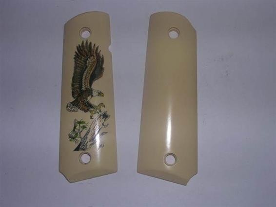 Colt 1911 grips - White polymer with eagles-img-0