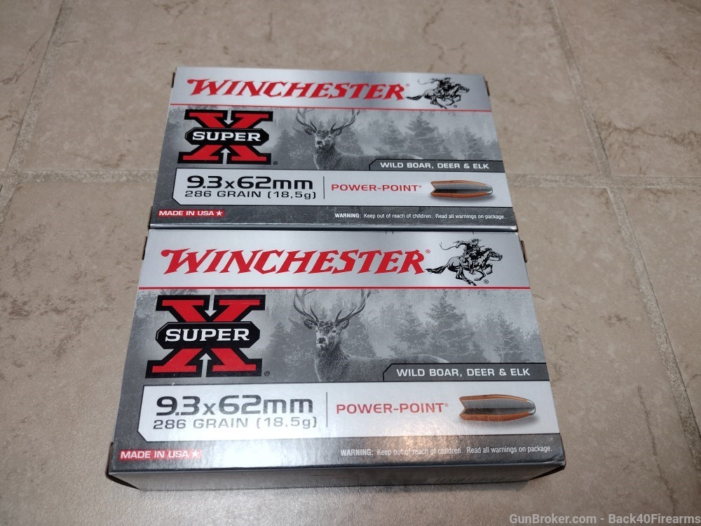 40 Rds Winchester Super X 9.3x62mm 286 gr Ammunition Ammo 9.3x62-img-1