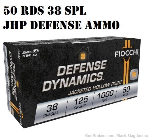 38 spl 50 rds Fiocchi Defense Dynamics .38spl JHP hollowpoint 125gr -img-0