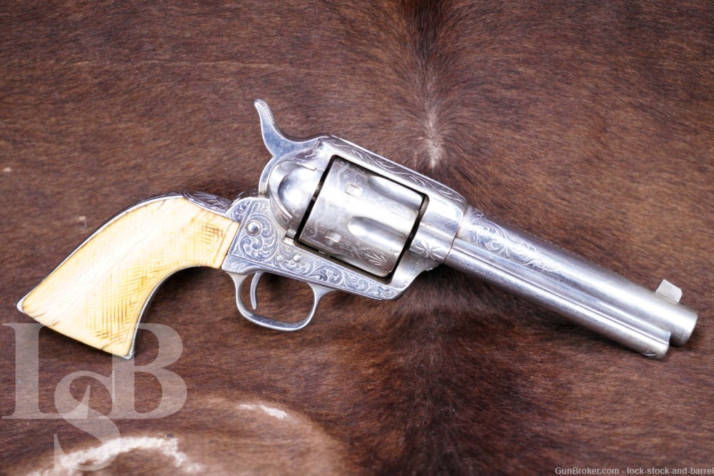 Custom Engraved Colt Single Action Army SAA .45 Revolver, 1878 Antique-img-0