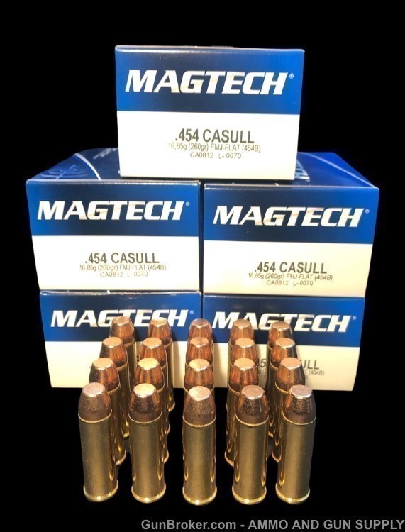 MAGTECH 454 CASULL 260 GRAIN FMJ FLAT - 100 ROUNDS 5 BOXES - PREMIUM AMMO-img-0