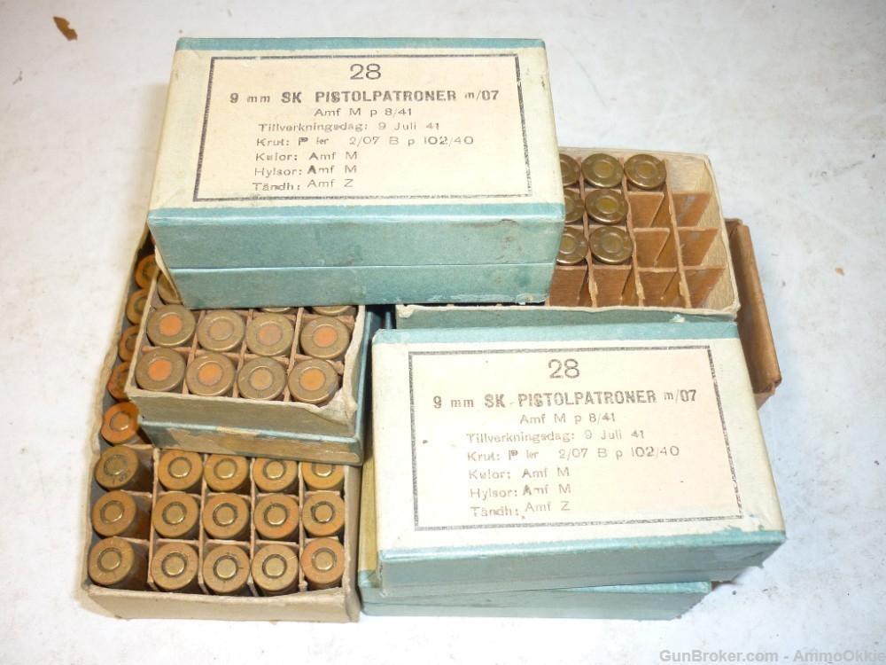 10rd -  VARIOUS WW2 - 9mm BROWNING LONG - 9x20 - Swedish m/07 9mm Long-img-0