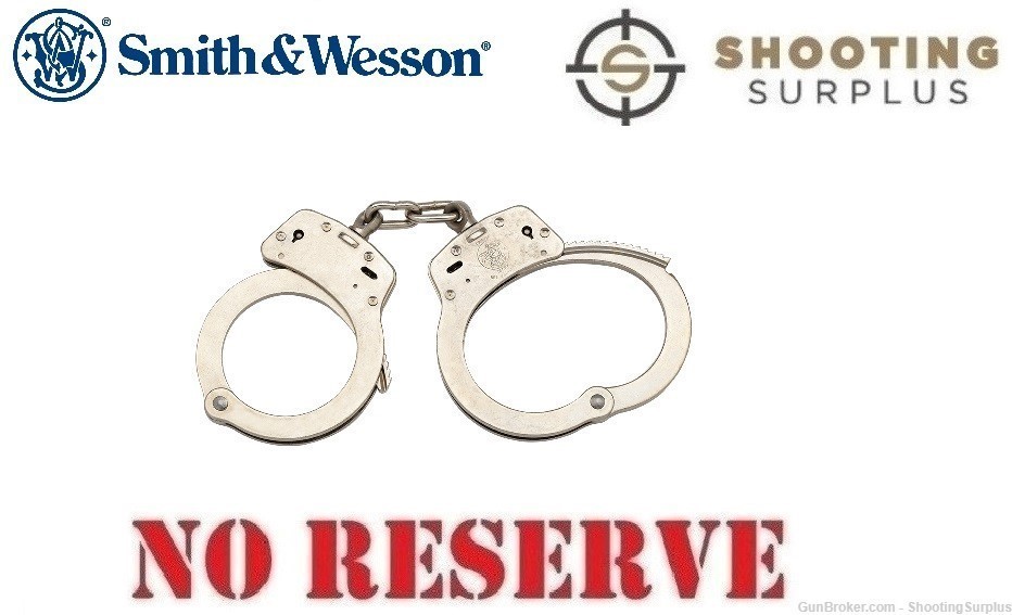 Smith and Wesson Nickle Finish Handcuffs M100-1 New Handcuffs with 2 keys-img-0