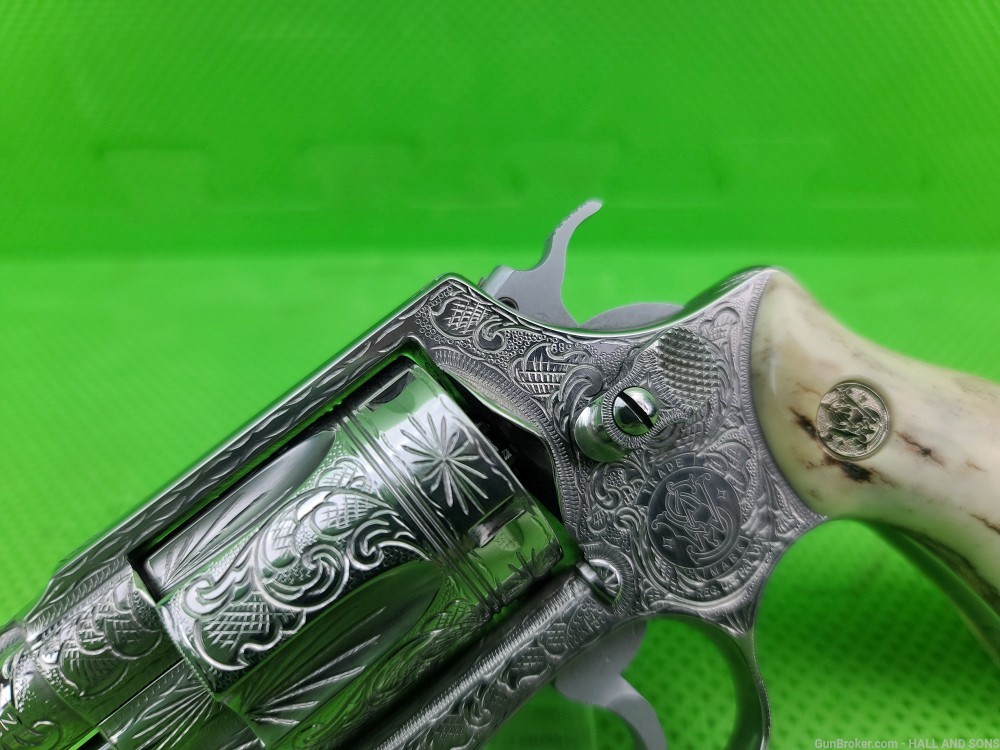 Smith & Wesson STAINLESS 60 CHIEFS SPECIAL FULLY HAND ENGRAVED STAG GRIPS -img-22