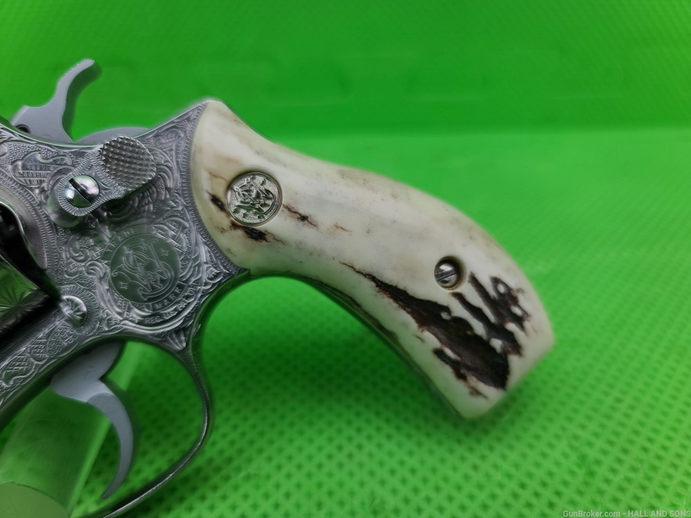 Smith & Wesson STAINLESS 60 CHIEFS SPECIAL FULLY HAND ENGRAVED STAG GRIPS -img-20