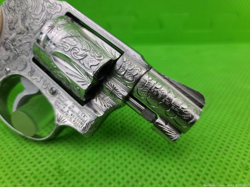 Smith & Wesson 649 * 38 Special * FULLY HAND ENGRAVED + RAM HORN GRIPS -img-7