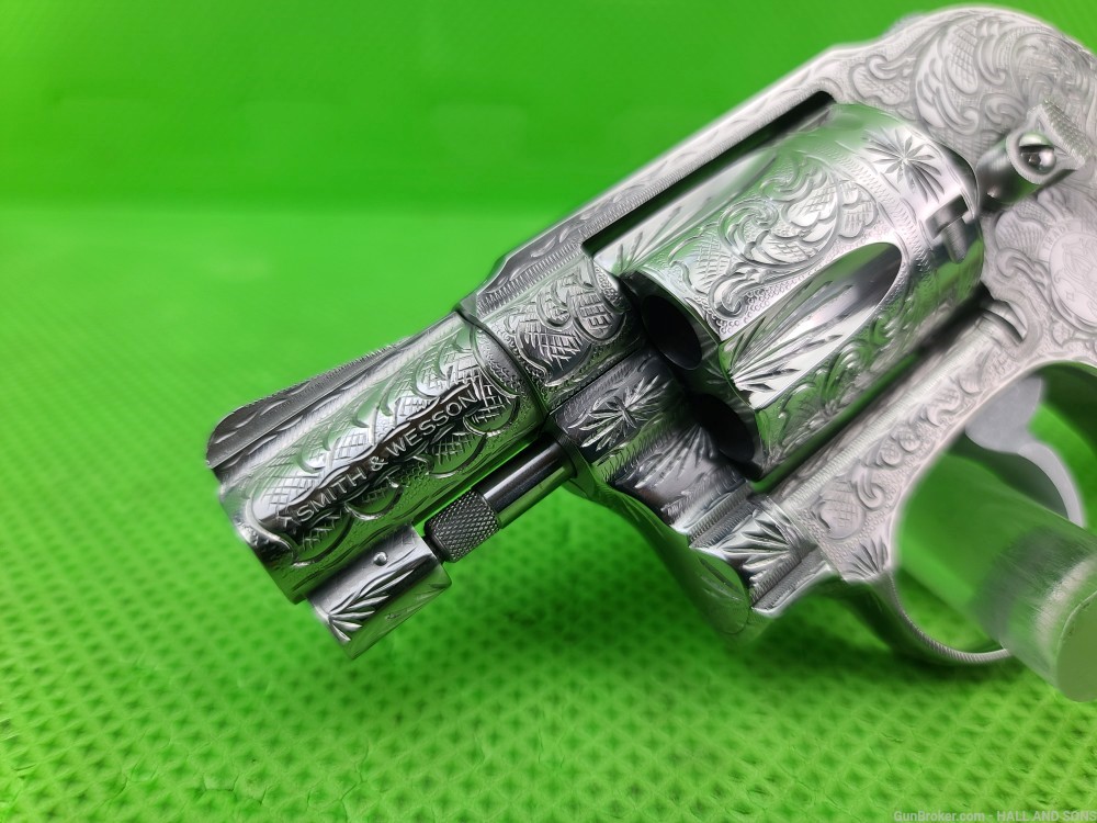 Smith & Wesson 649 * 38 Special * FULLY HAND ENGRAVED + RAM HORN GRIPS -img-5